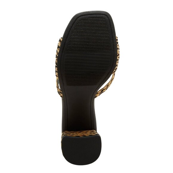 NWT Universal Thread Raffia Strappy Knot Sandal Heels Black Brown Multi 10M - Picture 4 of 11